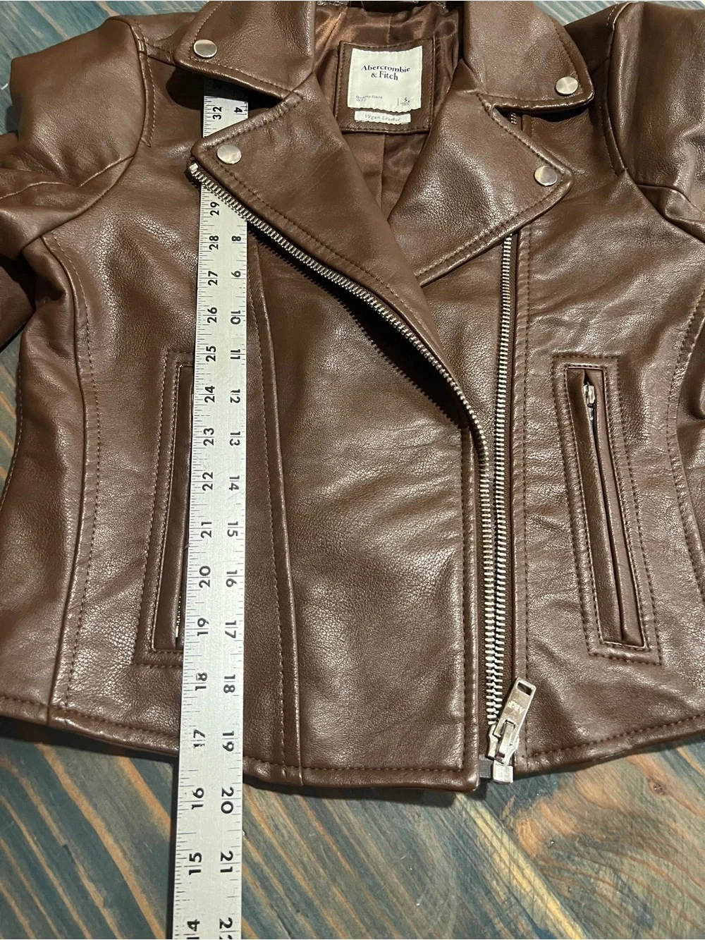 Abercrombie & Fitch Women's Brown Faux Leather Moto Jacket SizeS